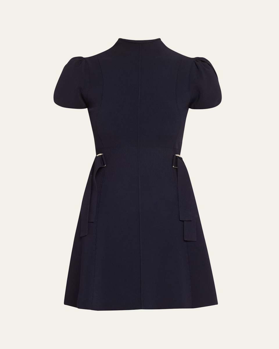 Compact Rib Tulip-Sleeve Mini Dress